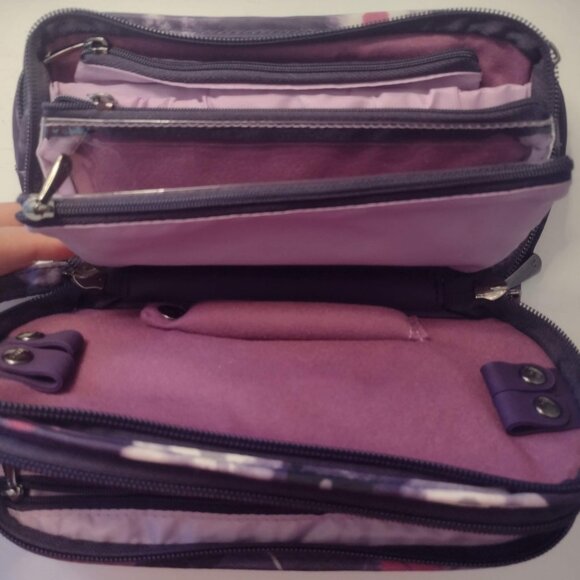 Lug Flipper Jewelry Quilted Clutch Water Purple Pattern LIKE NEW! - Picture 3 of 4